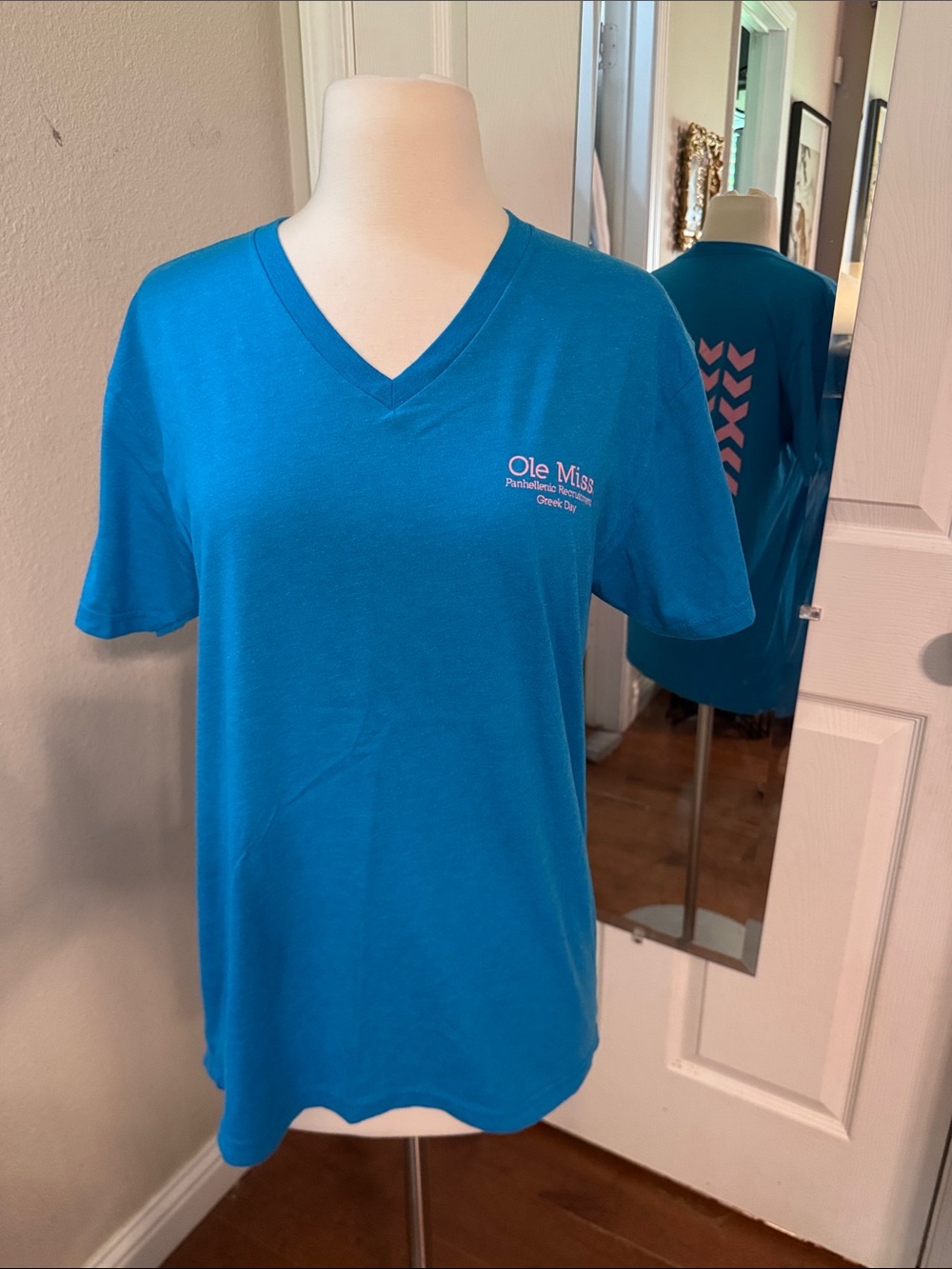 Ole Miss Teal V-Neck Logo Tee